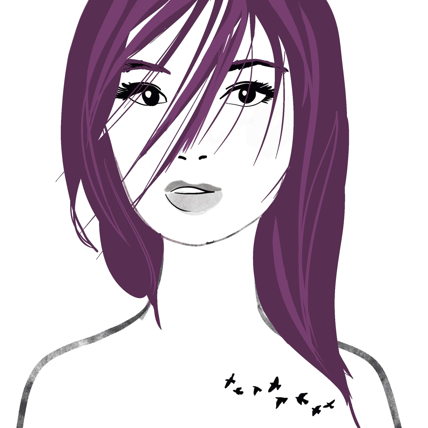 Woman with violet hair