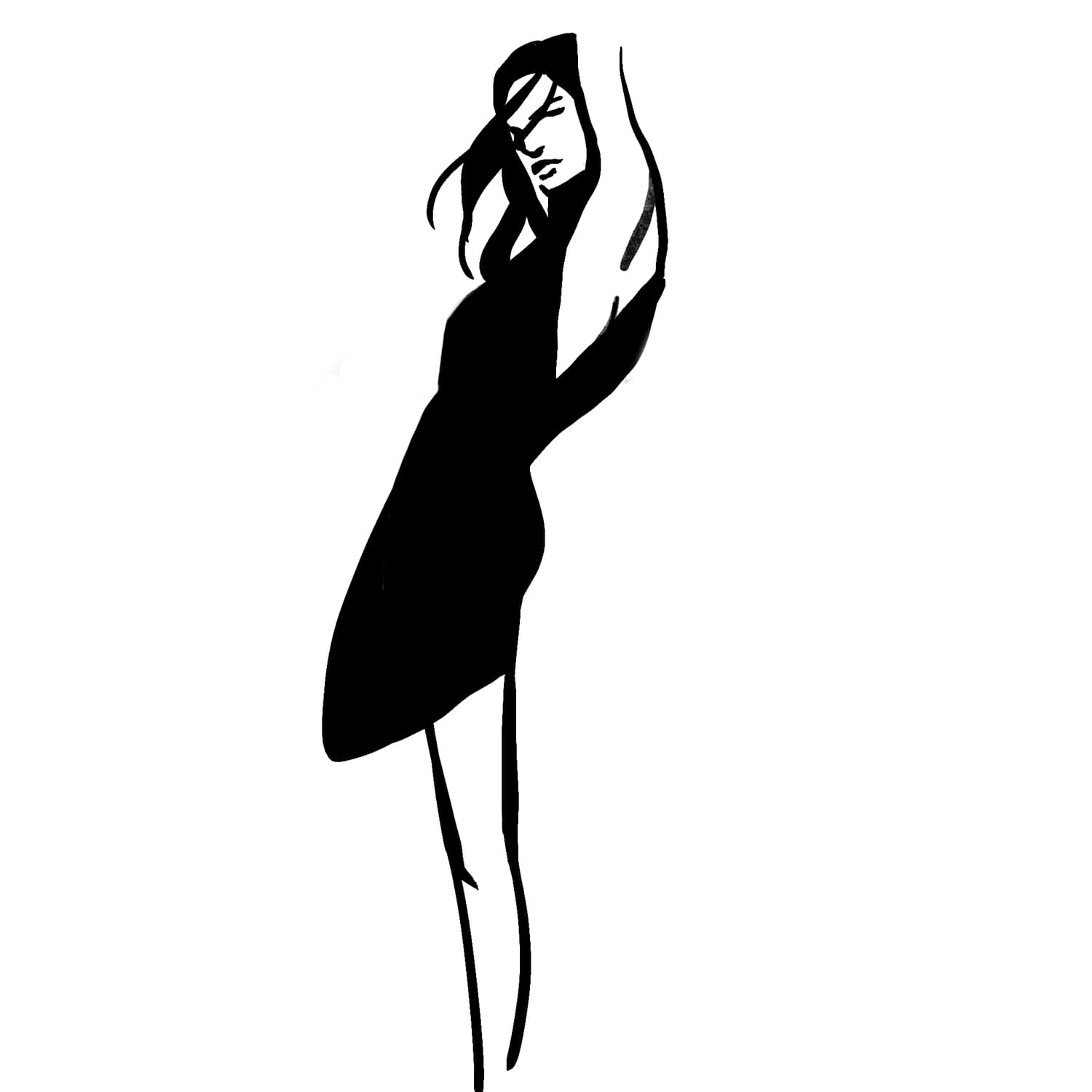 Silhouette of a dancer in a black dress